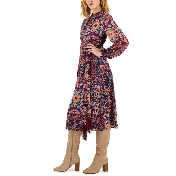 NWT Tahari Asl Women's Tapestry-Print Chiffon Midi Dress 2AM205-T2 6 Multicolor - Picture 3 of 4